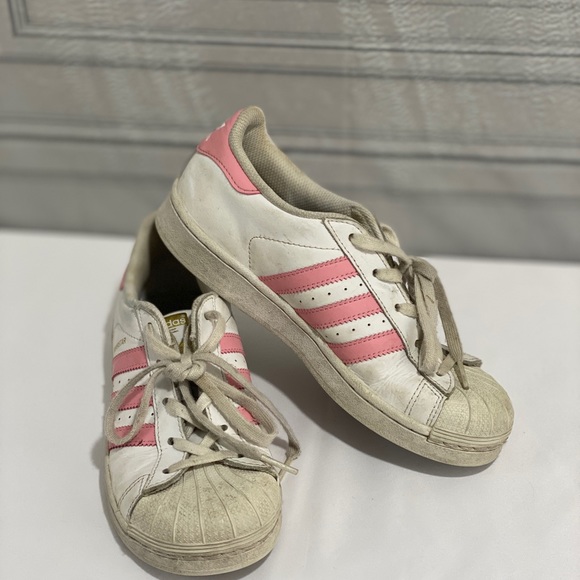 Adidas Pink Stripe Superstar Shoes - Picture 4 of 8